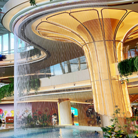 Fontaine commerciale moderne en acier inoxydable avec rideau d'eau numérique en spirale, écran d'eau filaire pour hôtel, centre commercial, atrium 110-230V