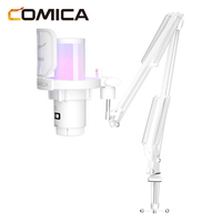 Microphone de jeu sans fil COMICA EJoy Uni Pro(A) blanc USB-C en métal cardioïde avec éclairage RGB et latence <20ms pour le streaming
