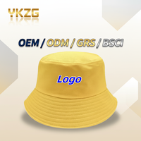 Chapeau Bob Personnalisé avec Logo en Gros, 100% Coton, Jaune Uni, Chapeau de Pêcheur, Casquette d'Été Anti-UV, Chapeau de Voyage Pliable pour Hommes et Femmes