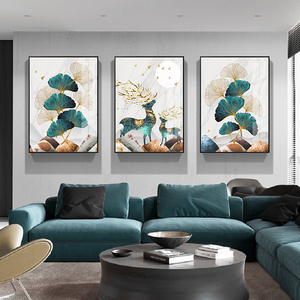 Affiche nordique <span class=keywords><strong>marbre</strong></span> abstrait <span class=keywords><strong>mur</strong></span> Art impression doré bleu feuilles oiseau cerf toile <span class=keywords><strong>peinture</strong></span> pour la décoration intérieure - Product Image 2