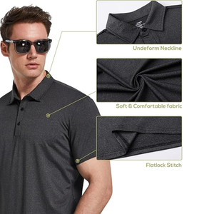 Camisetas de manga corta para hombre, de punto liso, 100% algodón, de secado rápido, para golf, que absorbe la humedad, para entrenamiento, informales - Product Image 2