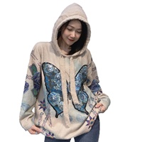 Pull en fausse fourrure de vison épais et imperméable pour femme, style décontracté, orné de papillons et de sequins, idéal pour l'hiver (commerce extérieur Europe-Amérique)