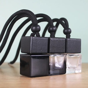 8ml Black Wood Cap Empty Classic Gradient Black Glass <b>Bottle</b> Hanging Air Freshener Essential Oil Perfume Car <b>Diffuser</b> <b>Bottle</b> - Product Image 4