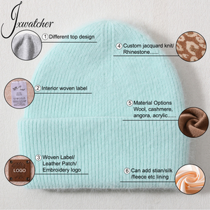 Jxwatcher <strong>Women</strong> Cuffed Soft Winter Warm Cozy Fuzzy Knitted Hat Double Layer Thick Custom Fluffy <strong>Cashmere</strong> Skullcap <strong>Beanie</strong> Blank - Product Image 6