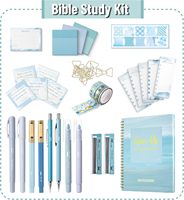 Kit de journalisation biblique avec surligneurs et stylos sans transfert de couleur, notes, onglets, ruban washi et journal pour la dévotion, la prière et les cadeaux chrétiens