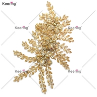 WHD-067 Keering Applique en strass 3D à paillettes, feuilles en alliage faites à la main, patchs perlés pour robe de mariée et de soirée