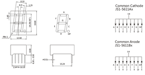 จอแสดงผล <span class=keywords><strong>LED</strong></span> แบบ <span class=keywords><strong>7</strong></span> ส่วน Jstronic สีแดง รุ่น 5611AS BS ขนาด 0.56 นิ้ว ความสูงตัวเลข 14.<span class=keywords><strong>2</strong></span> มม. สำหรับใช้งานดิจิตอลภายในอาคาร - Product Image 3