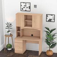 Bureau moderne en bois massif avec bibliothèque intégrée et chaise, design ergonomique compact pour salon et bureau à domicile