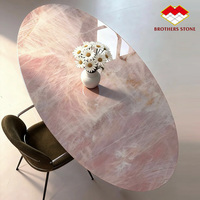 Dalle de marbre rose onyx naturel poli translucide rétroéclairé pour revêtement mural intérieur salle de bain et cuisine