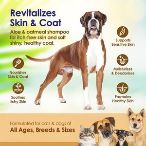 Shampoo pour <span class=keywords><strong>chien</strong></span> à l'avoine naturelle en marque propre avec de l'aloe vera apaisant pour les peaux sensibles, shampooing pour animaux de compagnie, formule <span class=keywords><strong>hypoallergénique</strong></span> - Product Image 4