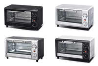 Four grille-pain électrique portable 8L 4 tranches en verre et acier inoxydable avec porte vitrée simple, minuterie mécanique et contrôle de la température pour
