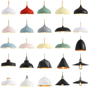 Lámpara colgante minimalista moderna, redonda, E27, bombilla incandescente, blanca, roja, verde, amarilla, negra, rosa, azul, gris, para oficina, hotel - Product Image 1