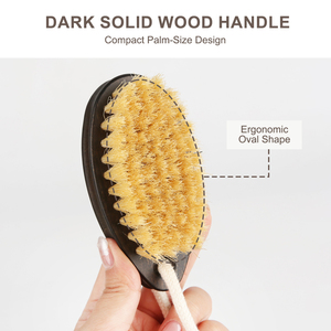<span class=keywords><strong>Brosse</strong></span> corporelle sèche en bois de hêtre couleur noyer avec logo personnalisé et poils de sanglier pour exfoliation, drainage lymphatique et peau lisse - Product Image 5
