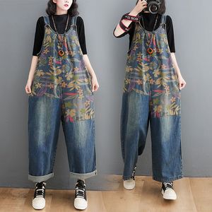 <span class=keywords><strong>Monos</strong></span> vaqueros florales informales Vintage 2025 <span class=keywords><strong>para</strong></span> <span class=keywords><strong>mujer</strong></span>, pantalones Cargo de pierna ancha holgados de talla grande, pantalones largos adelgazantes de retazos - Product Image 2