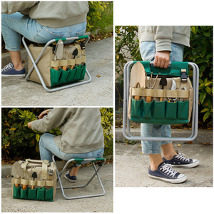 DD3008 Multifunctional Chair <strong>Seat</strong> Tote for Fishing Camping Detachable Stool <strong>Storage</strong> Tote Bag <strong>Gardening</strong> Tools Set Organizer - Product Image 2