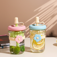 Tasses à café en verre portables anti-fuite pour le voyage, bouteille à thé en verre, bouteille d'eau en verre avec infuseur et paille, avec housse en cuir
