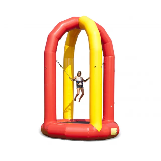 Outdoor 3.5x5mH Inflatable Interactive Sports Game Bungee Trampoline With Rope Business For Kids