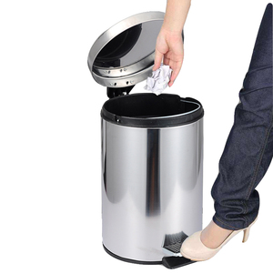 Stainless Steel Pedal Step Trash Can 3-30L Metal Garbage <b>Waste</b> <b>Bin</b> for <b>Bathroom</b> Kitchen Indoor Outdoor - Product Image 1
