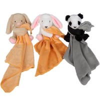 Nouveau-né bébé mignon lapin en peluche peluche PP bavoirs remplis de coton et couverture de sécurité avec hochet compagnon de couchage