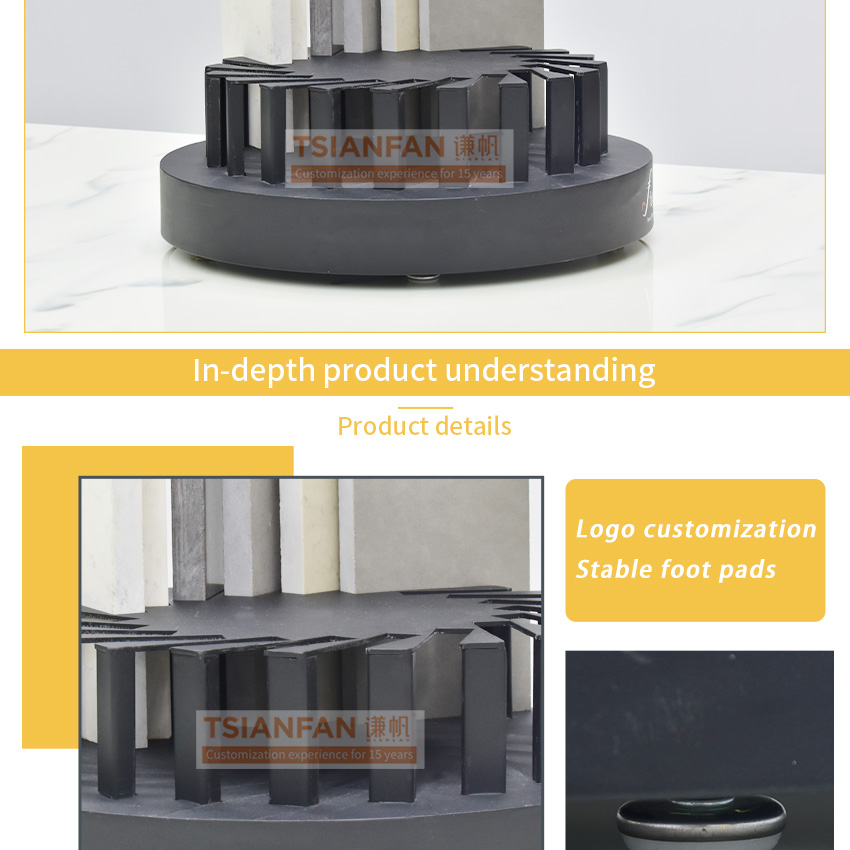 Factory Rotary Metal Black Countertop Tile Granite Sample Stone Desk Stand Shelves Ceramic Plates Quartz Display Rack