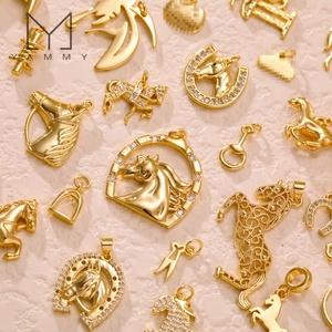 <span class=keywords><strong>Yammy</strong></span> YFH019 NUEVO Colgante de Caballo de Cobre Chapado en Oro de 18K, Accesorios DIY para Collares, Dijes de Animales Populares, Venta al por Mayor - Product Image 2