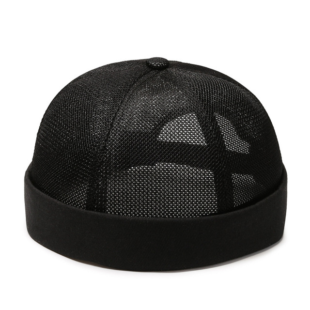 Custom Your Own Logo Blank 6 Panel Men Breathable Mesh Docker Cap No Brim Cuff Brimless Caps for Men Women