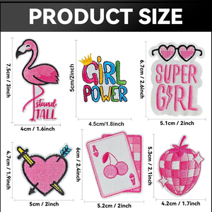 Parches bordados termoadhesivos y cosibles, pequeños y bonitos, con lentejuelas tejidas, color rosa, con logotipo personalizado, para sombreros <span class=keywords><strong>de</strong></span> vaquero y bolsos. - Product Image 4