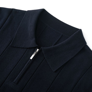 Maglietta 100% da <span class=keywords><strong>uomo</strong></span> con collo a Polo in <span class=keywords><strong>lana</strong></span> Merino Fine maglia mezza Zip a coste a contrasto <span class=keywords><strong>di</strong></span> colore a maniche corte - Product Image 6