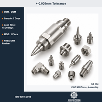 Service d'usinage CNC de pièces d'assemblage de buses de distribution en acier inoxydable 304 sur mesure, fournisseur OEM, ISO 9001, MOQ 1 (tolérance 0,005 mm)