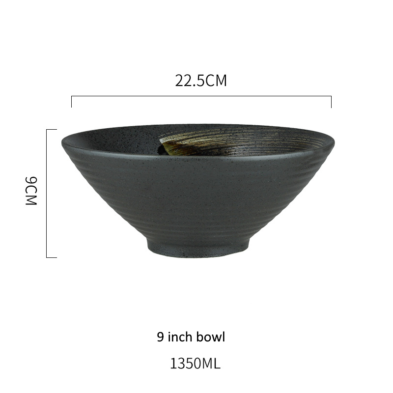 Bol à ramen noir de 9 pouces