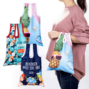 Custom rPET Foldable Hand-Carry Tote, <b>Size</b> S 24x40cm | Recycled Polyester Compact Lunch <b>Bag</b> for Sustainable Brand Gift - Product Image 1