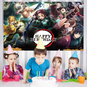 Anime <span class=keywords><strong>Demon</strong></span> <span class=keywords><strong>Slayer</strong></span> Toile de fond Photographie Enfants Fête d'Anniversaire Décoration <span class=keywords><strong>Bannière</strong></span> Photographie Toile de fond Studio Photo - Product Image 4