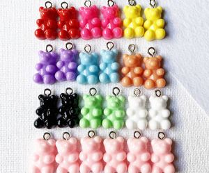 Ciondoli a Forma di Orsetto Gommoso in Resina Colorata, Charm per Bambini, Glitter Solido, Charm in Plastica Trasparente per Creazione di Gioielli per Bambini - Product Image 1