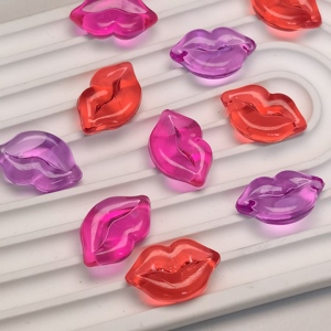 Cabochon Trasparenti a Forma di Labbra Rosse da 25mm per San Valentino, Adorabili Decorazioni per Slime e Accessori Fai-da-Te - Product Image 1