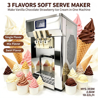 HN QDMECH Machine à glace molle et yaourt glacé de comptoir avec écran tactile miroir, pour la préparation de glaces aux saveurs variées