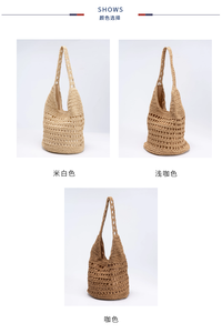 Nuova Borsa a Secchiello Rotonda Intrecciata a Mano con Tracolla - Borsa Tote da <span class=keywords><strong>Donna</strong></span> per Vacanze e Spiaggia - Product Image 4