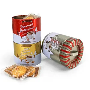 JYB colorful printed food grade 3 parts coffee storage tins stackable round empty metal tea chocolate tin can for Christmas gift