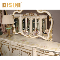 Ensemble de meubles de chambre à coucher de Style Rococo, lit King Size, avec Piercing en bois doré, commode indépendante et table de nuit