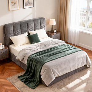 <span class=keywords><strong>Lit</strong></span> plateforme moderne en métal avec housse en tissu amovible, cadre <span class=keywords><strong>de</strong></span> <span class=keywords><strong>lit</strong></span> rembourré intelligent pour la vente en ligne et les projets hôteliers. - Product Image 2