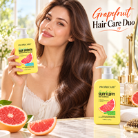 Ensemble de soins capillaires personnalisé avec logo, à base de pamplemousse rouge vietnamien, d'huile de coco et de vitamine B5, pour contrôler le sébum, rafraîchir, donner du volume et de la douceur