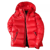 Veste d'hiver pour homme en coton brillant noir de haute qualité, imperméable, avec logo personnalisé sur le devant