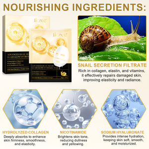Ikzee Premium <span class=keywords><strong>Escargot</strong></span> Mucus Hydrogel Masque facial 3EA Care Voyage Essential Collagène Masque facial Soins de la peau coréens - Product Image 5