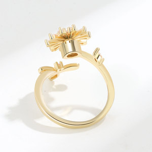 Rotating Sunflower Rings Fashionable Copper Gold Plated Claw Set Zircon Anxiety Fidget Spinner Parties Holiday Jewelry <b>Gift</b> - Product Image 5