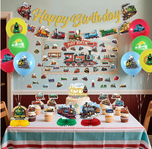 Decoración para Fiesta <span class=keywords><strong>de</strong></span> Cumpleaños con Temática <span class=keywords><strong>de</strong></span> Tren Vintage, Pancartas <span class=keywords><strong>de</strong></span> Feliz Cumpleaños, Guirnaldas, <span class=keywords><strong>Globos</strong></span> Impresos, Centros <span class=keywords><strong>de</strong></span> Mesa <span class=keywords><strong>de</strong></span> Panal, Adornos para Pastel, Pegatinas - Product Image 2