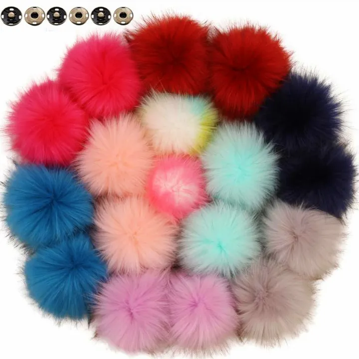 Bóng Tóc Giả Hairball Pom Pom Hat Trang Trí Hàng Đầu Bóng Tự Làm Faux Fox Fur Với Khóa PomPom Mềm Cap Phụ Kiện