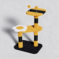 Arbre à chat sur le thème des abeilles pour chats d'intérieur, tour à chat à 2 niveaux avec poteau à gratter en sisal, mobilier d'escalade pour chatons en peluche mignon