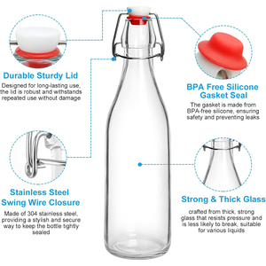 Bouteilles en verre en gros 250ml 500ml 750ml 1000ml 1L – Bouteilles en verre transparentes vides pour Kombucha avec bouchon à bascule - Product Image 3