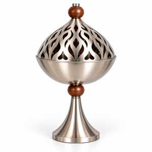 Aluminum <b>Silver</b> Polished Incense <b>Burner</b> for Luxury Home Decor Meditation Yoga Aromatherapy and Spiritual Interior Styling - Product Image 2