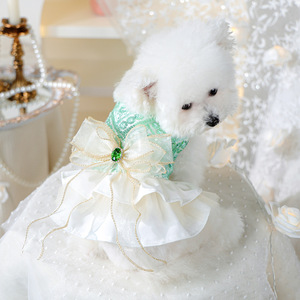 PETCIRCLE Ropa de Primavera/Verano para Perros y Gatos, Vestido de Novia Esmeralda - Product Image 1