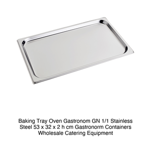 ถาดอบสแตนเลส GN 1/1 ขนาด 53 × 32 × 2 ซม., น้ำหนัก 998 กรัม - Product Image 2